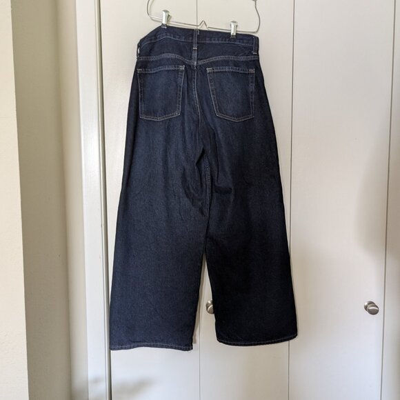 Mid-Rise Baggy Wide-Leg Dark Denim Jeans 6 Petite - Picture 5 of 7